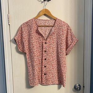 Floral Button-Up Blouse - Pink